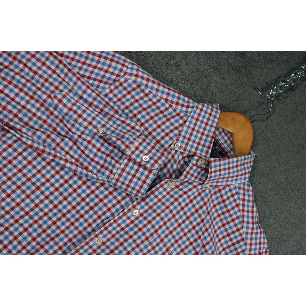 Vineyard Vines Mens M Slim Fit Tucker Shirt Red Blue Gingham Cotton Button Down